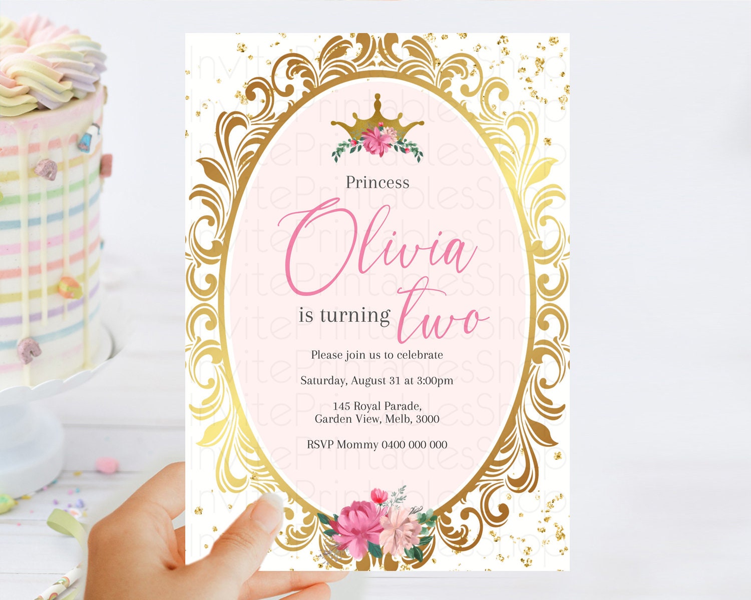 Editable Princess Birthday Invitation Castle Invitation Royal Birthday Fairy