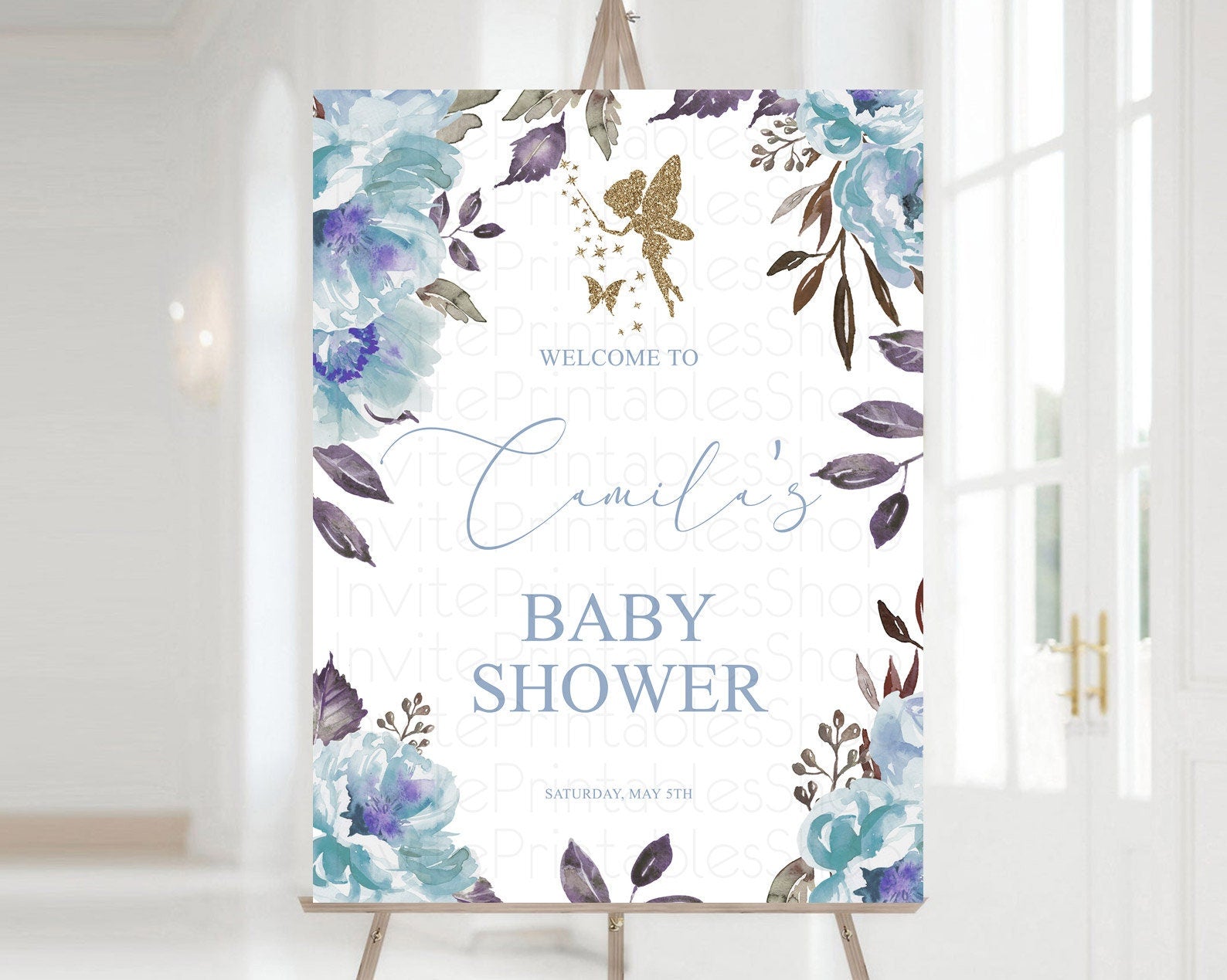 Editable Fairy Baby Shower Welcome Sign Fairy Welcome Board Enchanted Garden