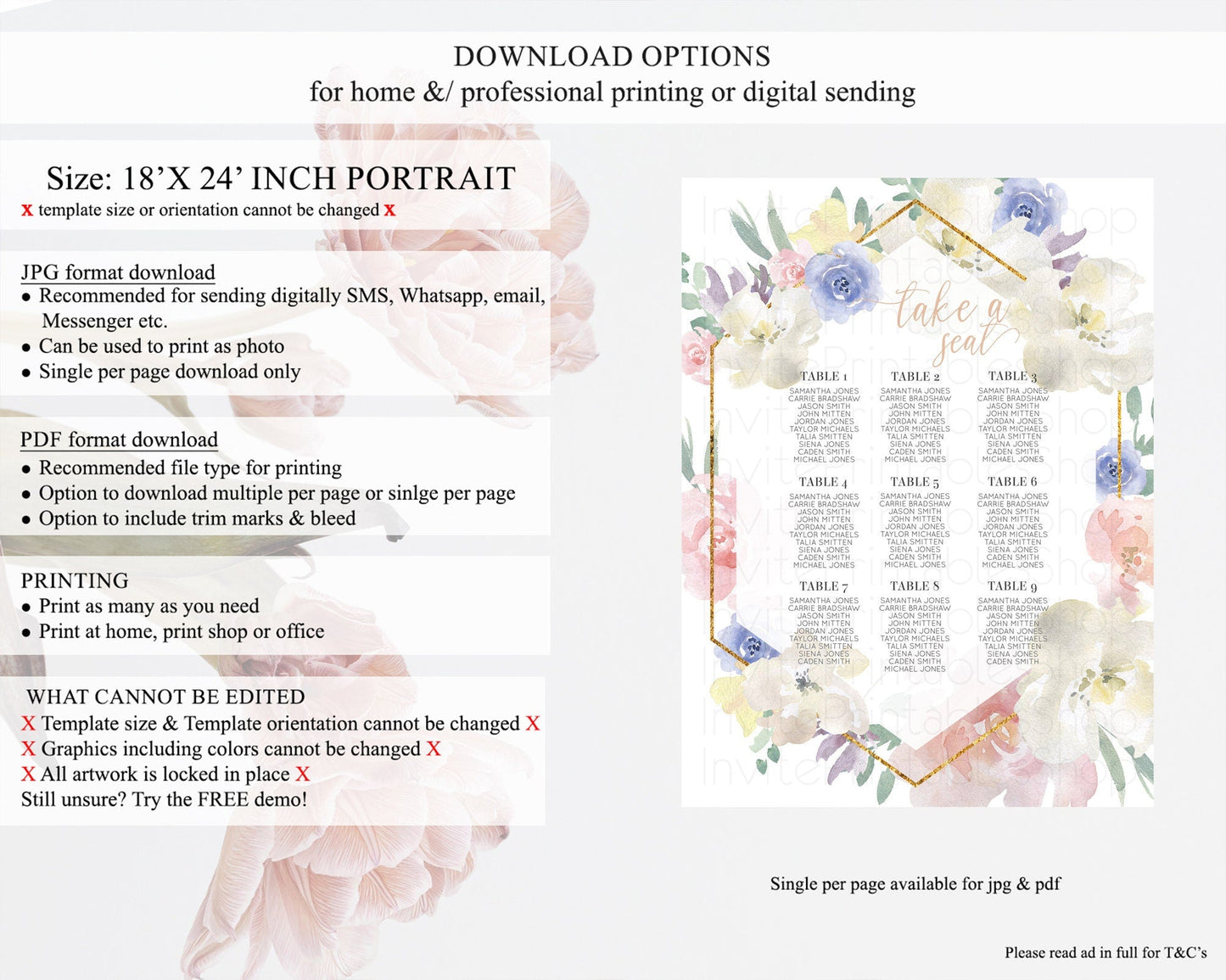 Secret Garden Seating Chart Wildflower Seating Chart Pastel Flowers Seating Chart Enchanted Garden Boho Floral Take A Seat Decor D10254