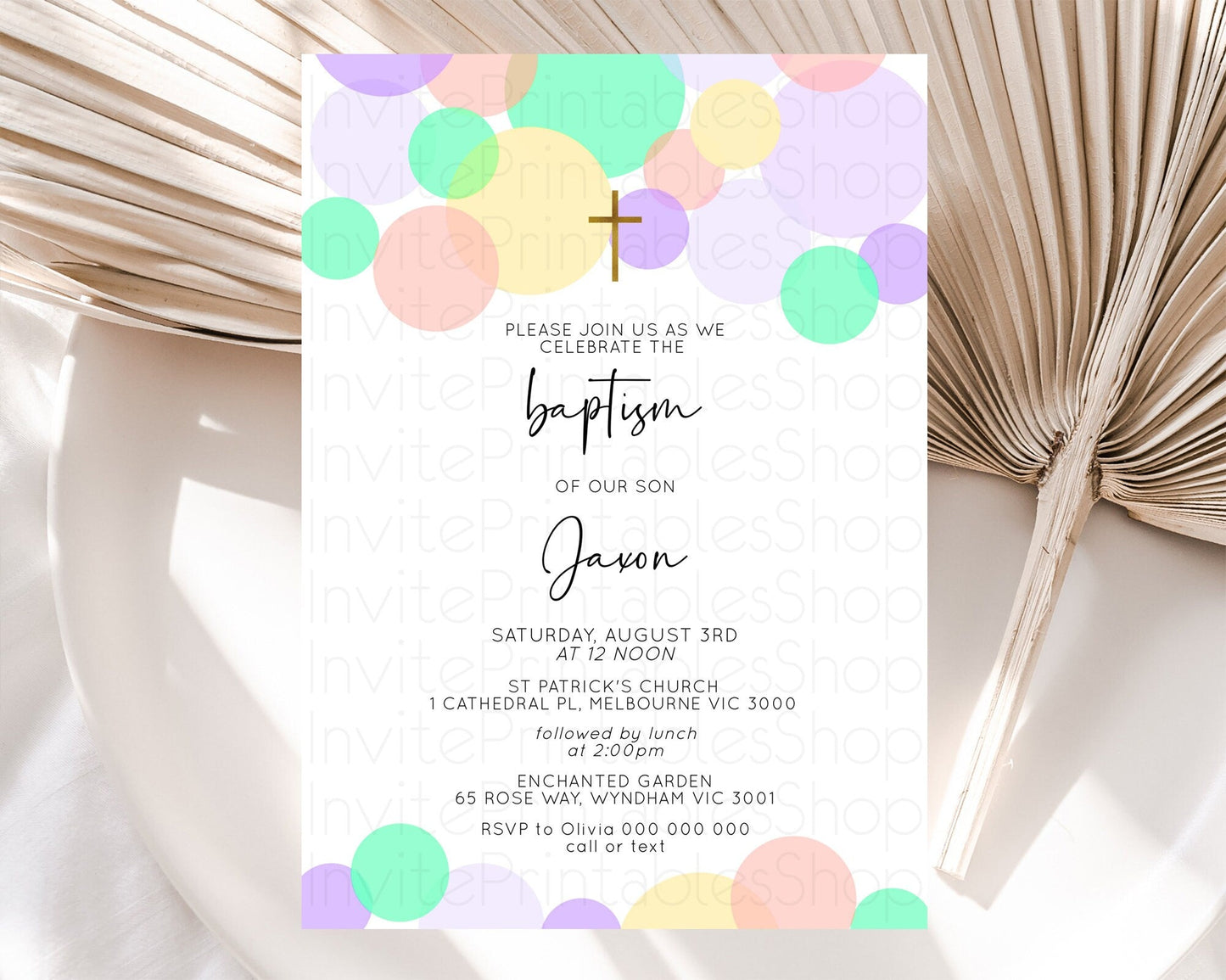 Pastel Baptism Invitation Pastel Confetti Baptism 1st Birthday Invitation Colorful Rainbow Confetti Bubbles Christening Invitation D10380