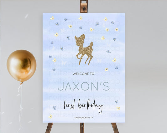 Editable Fawn Welcome Sign Deer Welcome Board Floral Deer Welcome Poster Enc