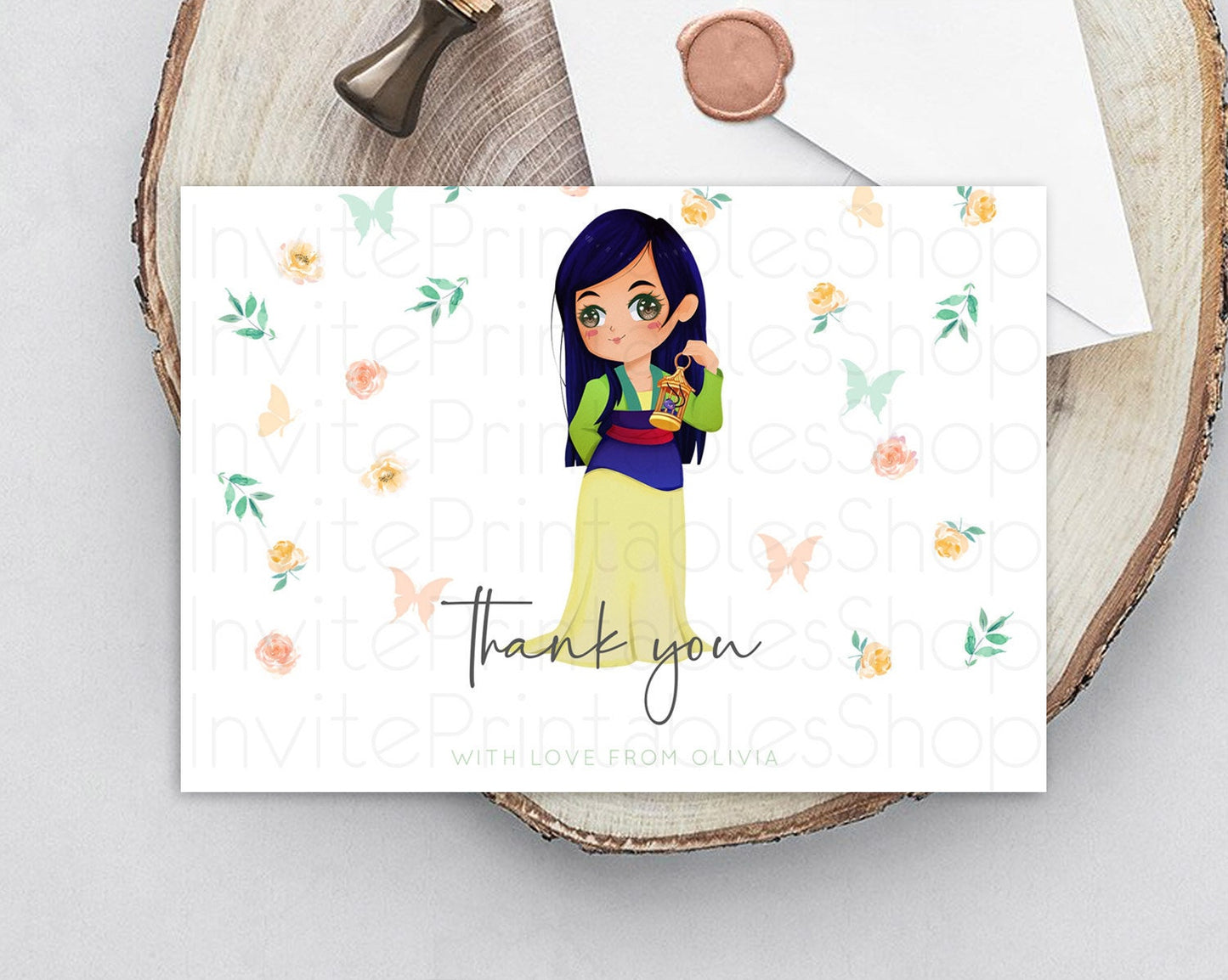 Princess Thank You Castle Thank You Card Secret Garden Birthday Thank You Card Enchanted Castle Pastel Floral Teacher Thank You Card D10357