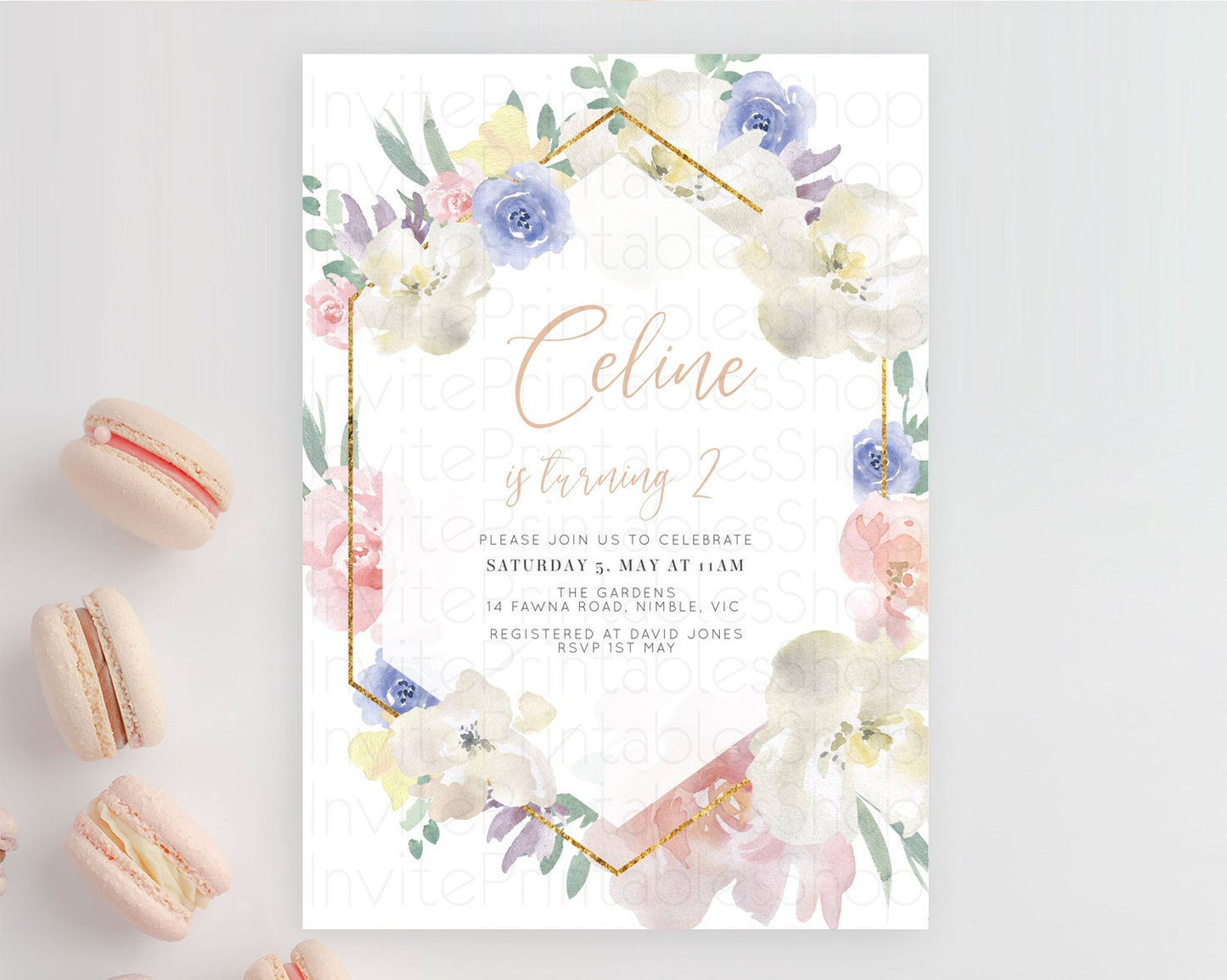 Secret Garden Invitation Wildflower Birthday Invitation Pastel Flowers Invite Enchanted Garden Boho Floral 3rd 2nd First Birthday D10254