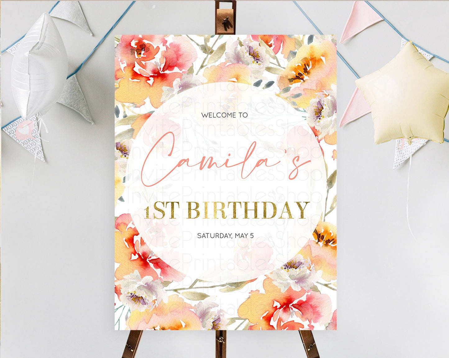 Secret Garden Welcome Sign Wildflower Welcome Board Pastel Flower Garden Welcome Poster Boho Wildflower First Birthday Welcome Sign D10280