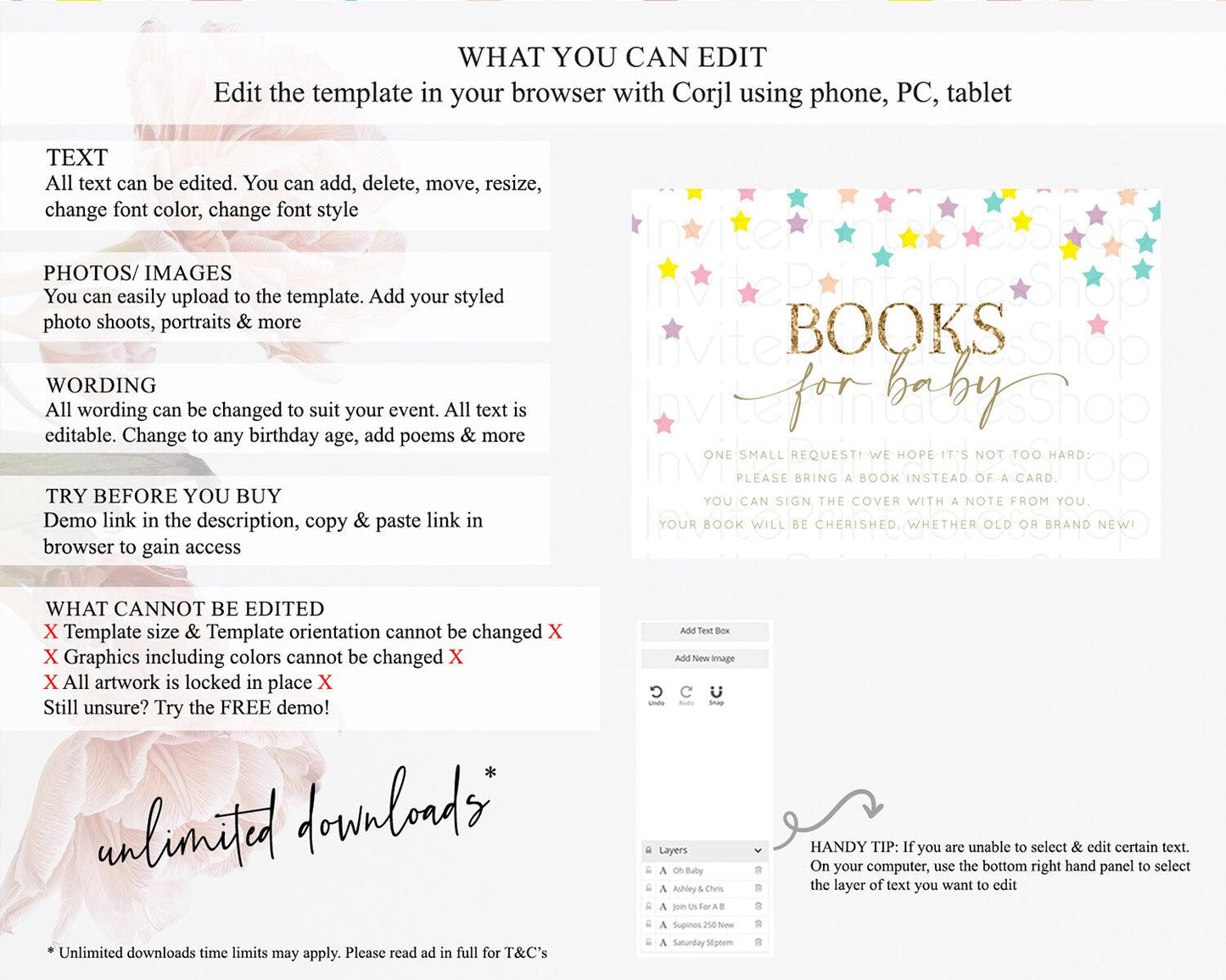 Pastel Star Books For Baby Card Shooting Star Book Insert Twinkle Little Star Book Card Rainbow Confetti Guests Book Poem Request D10601