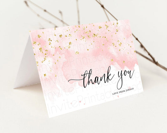 Editable Pink Thank You Pink Watercolor Thank You Card Pastel Pink Card Temp