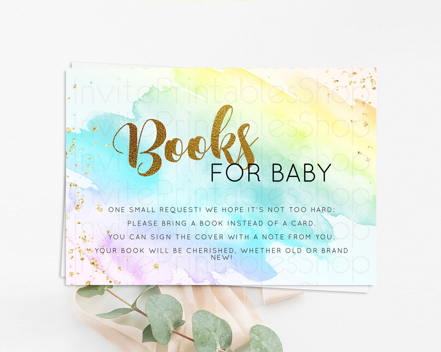 Editable Pastel Books For Baby Card Pastel Rainbow Book Insert Colorful Ombr