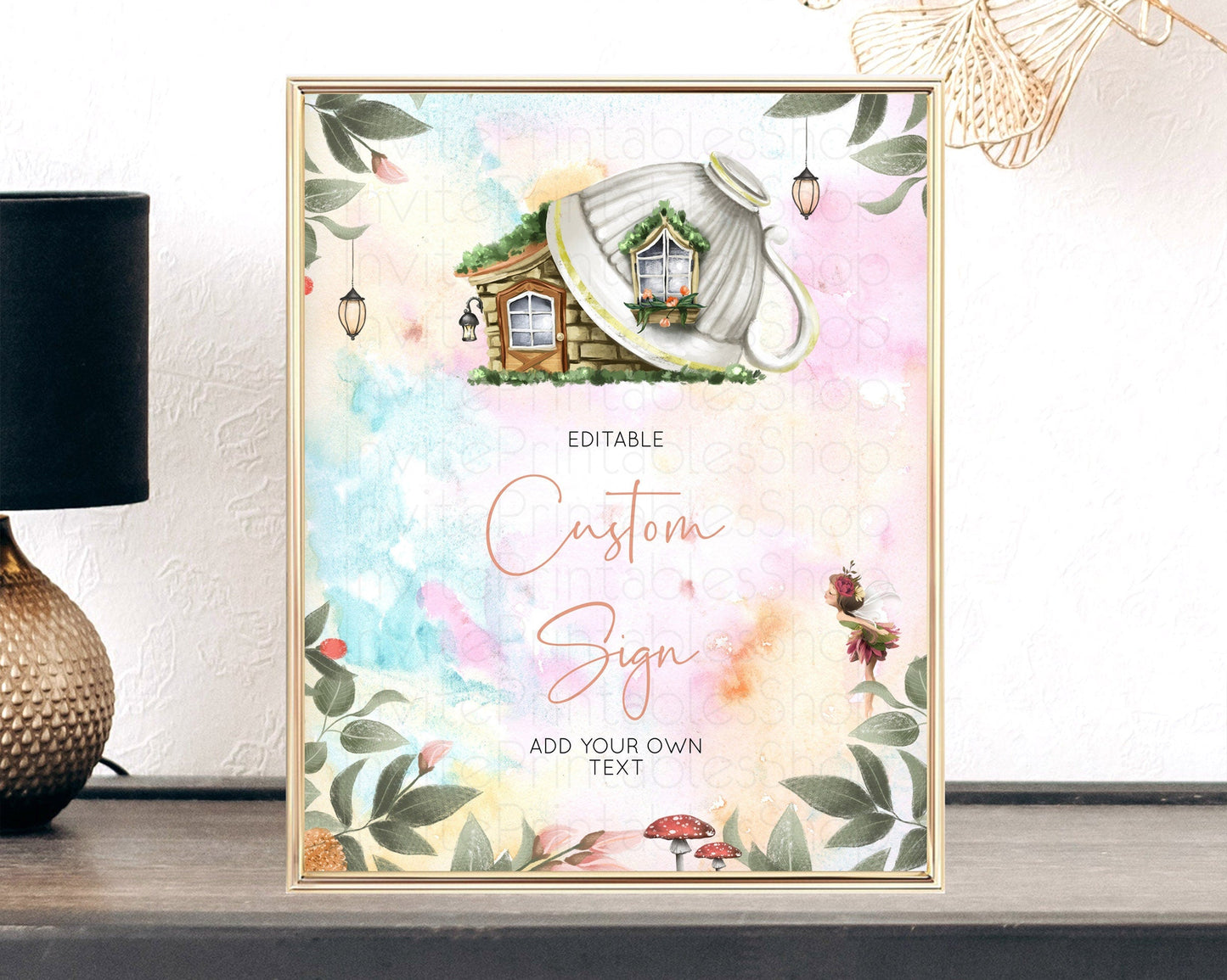 Fairy Sign Enchanted Garden Table Sign Decor Pastel Floral Butterfly Party Secret Garden Birthday Baptism Baby Shower Bridal Shower D10555