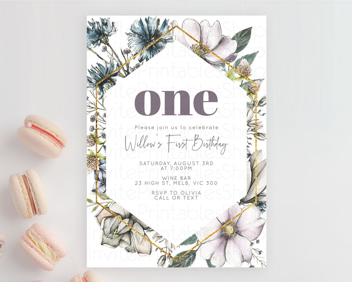 Secret Garden Invitation Wildflower Birthday Invitation Pastel Flowers Invite Enchanted Garden Boho Floral 3rd 2nd First Birthday D10501