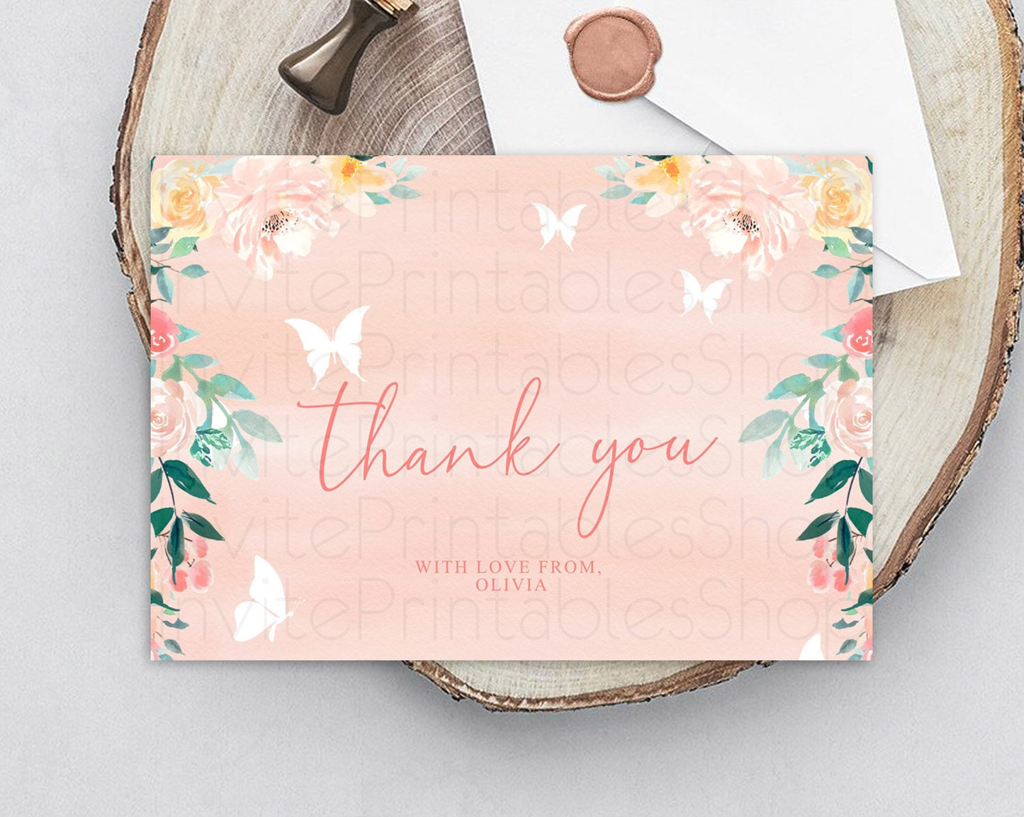 Secret Garden Thank You Wildflower Thank You Card Pastel Flower Garden Birthday Thank You Card Boho Floral Teacher Thank You Card D10245