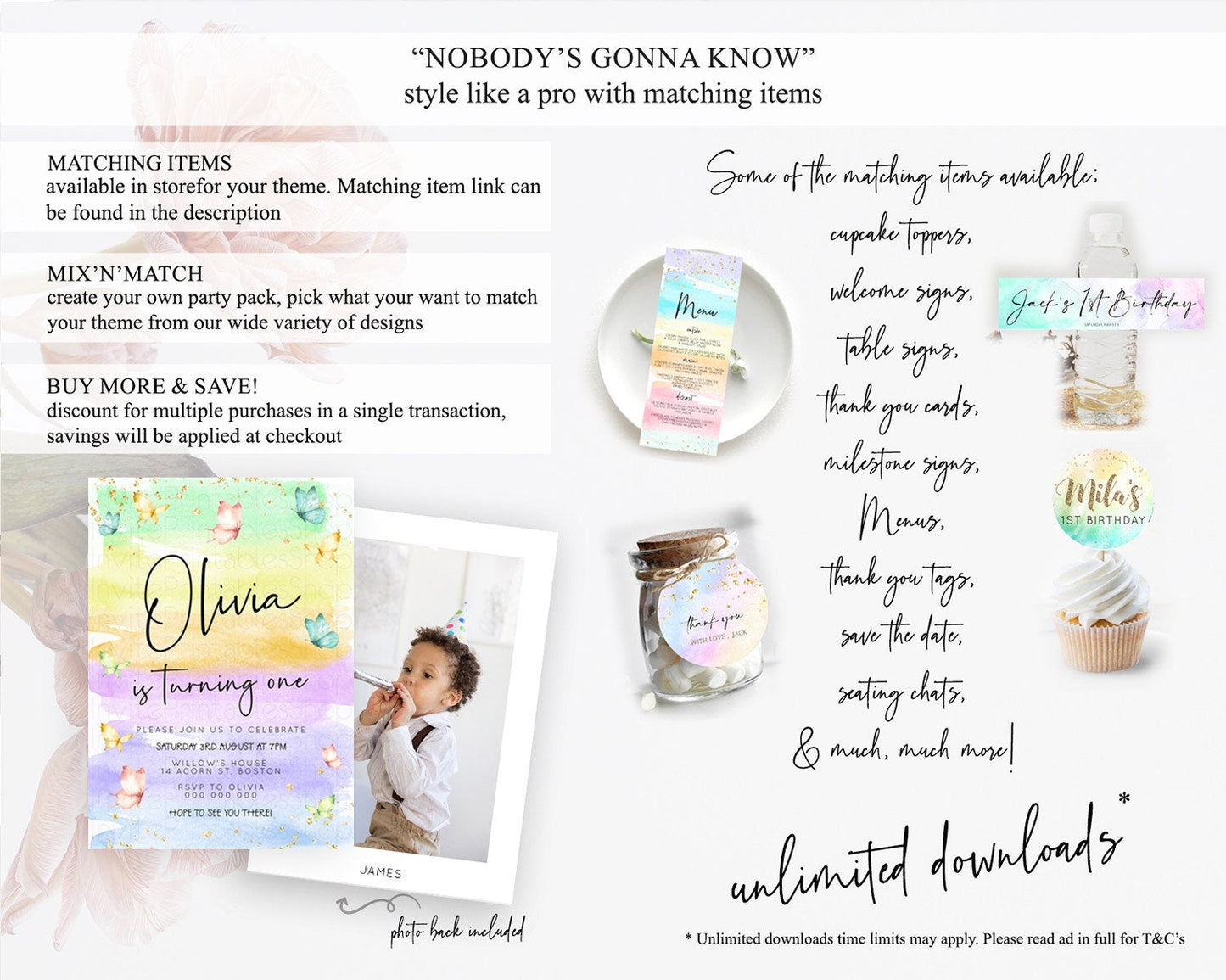 Pastel Butterfly Birthday Invitation Butterfly Birthday Invitation Whimsical Butterfly Enchanted Garden 1st 2nd Birthday Invitation D23181