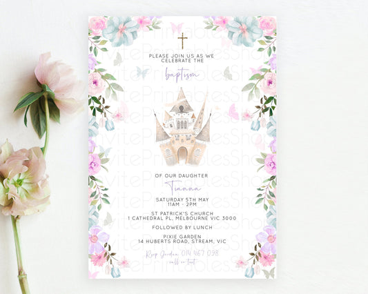 Editable Princess Baptism Invitation Enchanted Castle Baptism 1st Birthday I