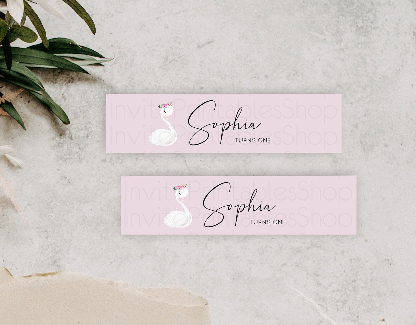 Swan Water Label Template Swan Princess Ballet Party Decor Enchanted Secret Garden Pastel Floral Birthday Baptism Baby Shower  D10758