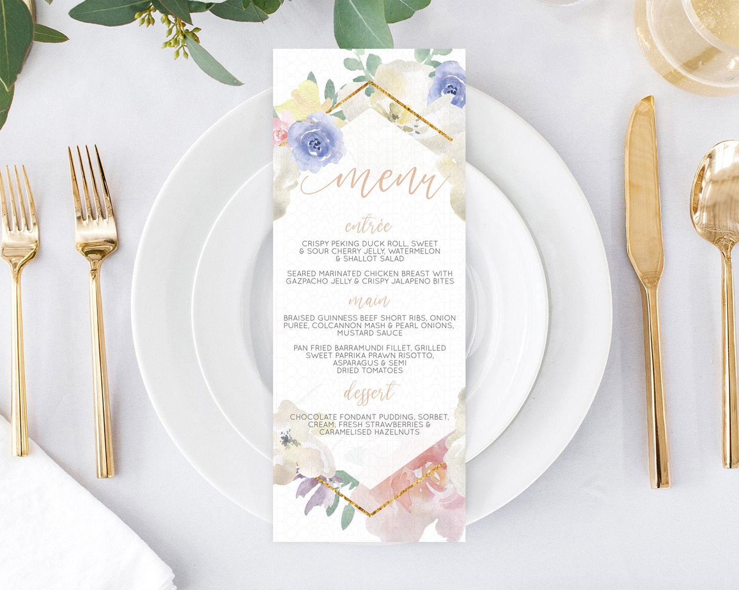 Secret Garden Menu Wildflower Menu Template Pastel Flower Garden Table Decor Boho Floral Dinner Dessert Floral Party Food Menu D10254