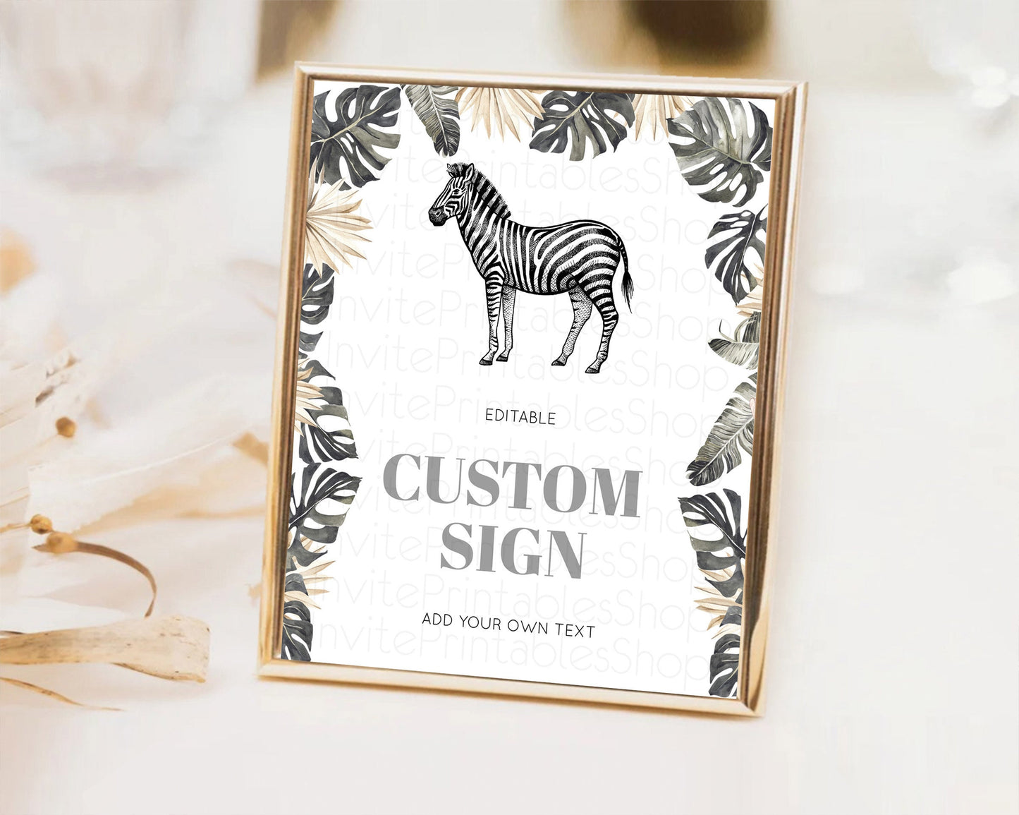 Zebra Sign Zebra Table Sign Decor Zebra Party Sign Template Safari Adventure Zebra Minimal Theme 1st Birthday Baptism Baby Shower D10824