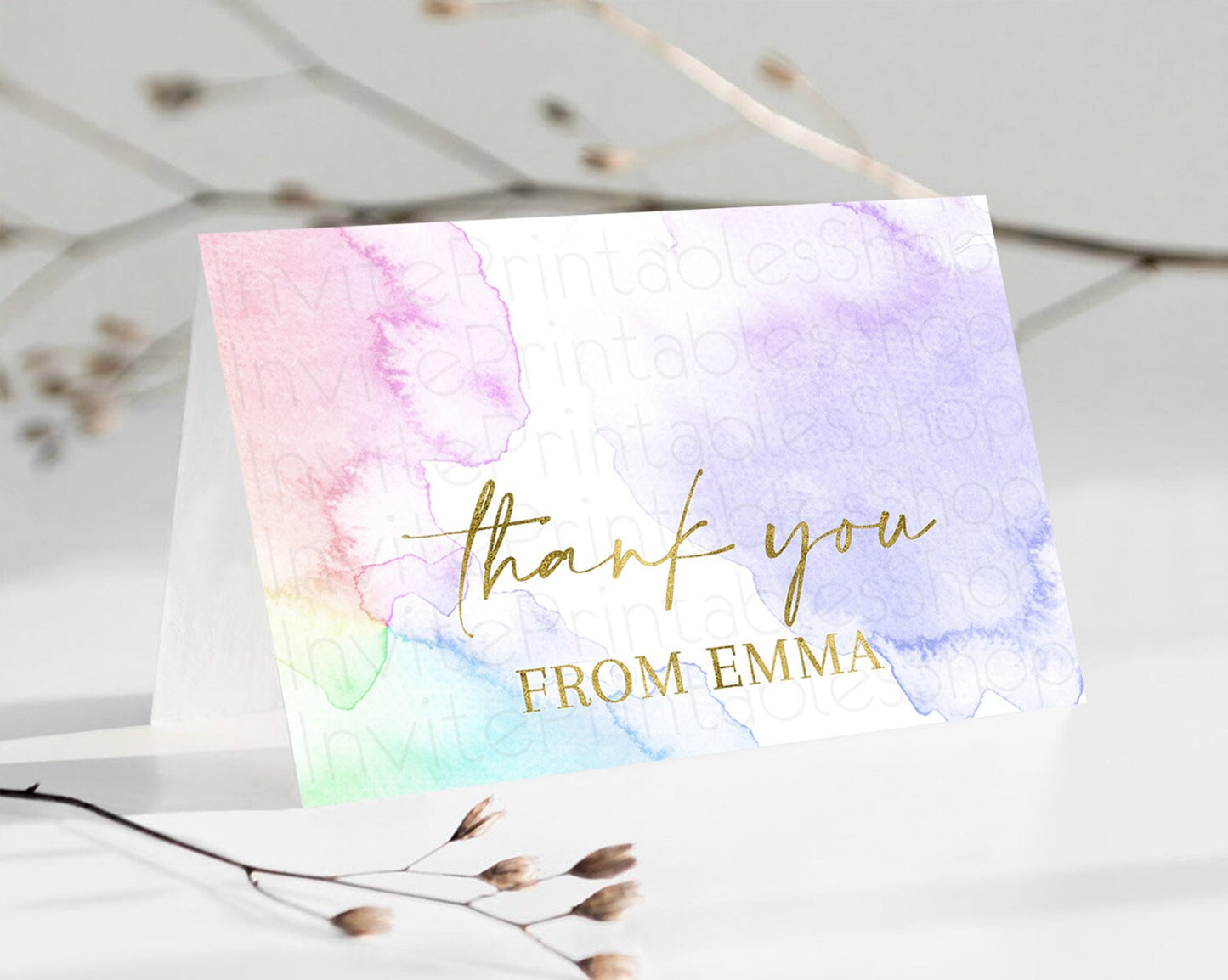Editable Pastel Thank You Rainbow Thank You Card Colorful Pastel Birthday Th