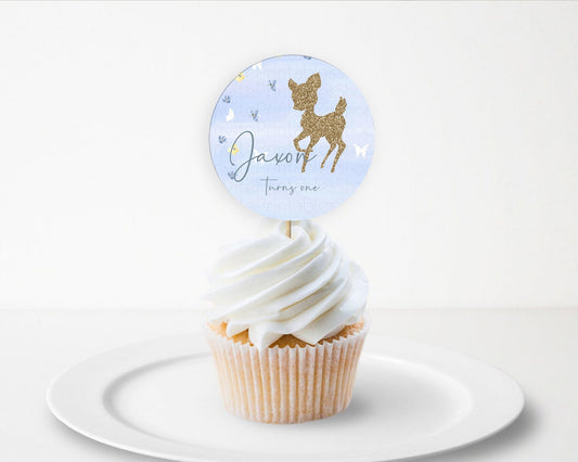 Editable Fawn Cupcake Toppers Deer Cupcake Toppers Enchanted Forest Party Bu