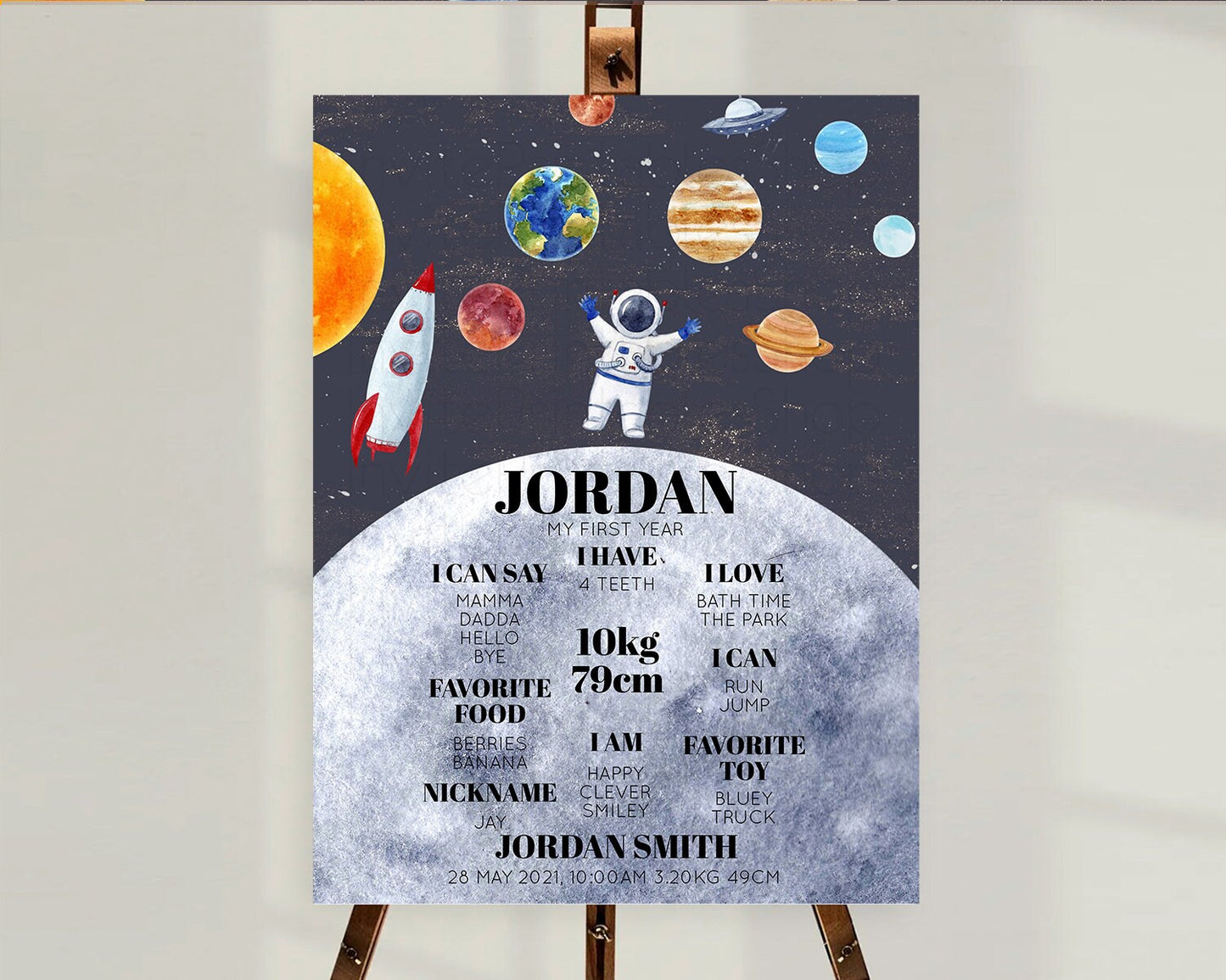 Space First Birthday Milestone Poster Space Milestone Board First Trip Around the Sun Planets Solar System ONE year Birthday Sign D10430