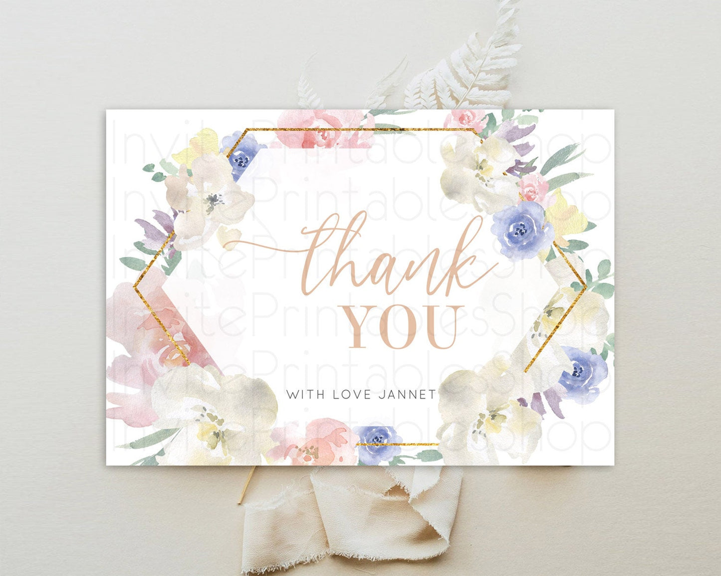 Secret Garden Thank You Wildflower Thank You Card Pastel Flower Garden Birthday Thank You Card Boho Floral Teacher Thank You Card D10254