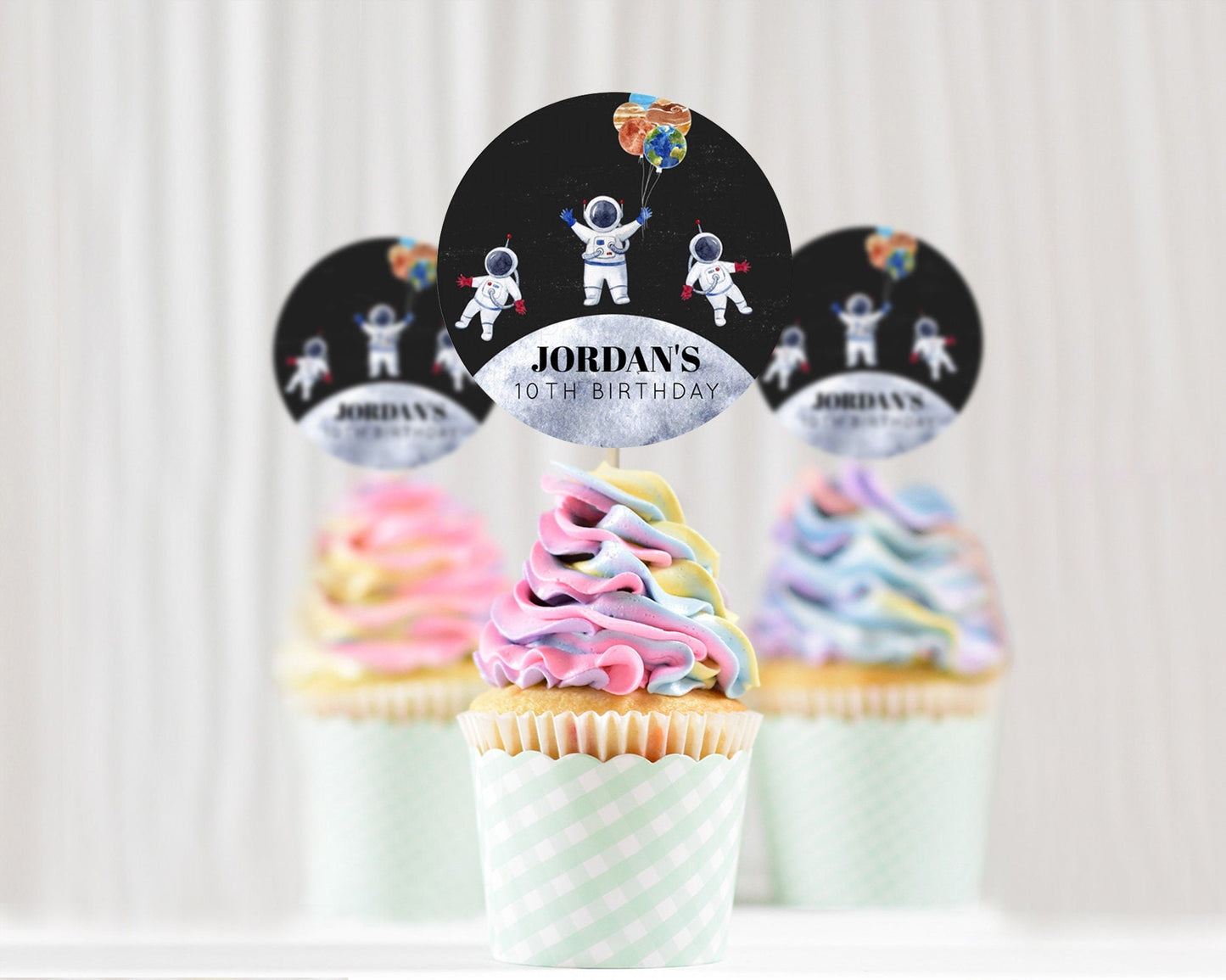 Space Cupcake Toppers Space Decor First Trip Around the Sun Decor Decor Sky Stars Planets Milkyway Solar System Cupcake Topper D10430