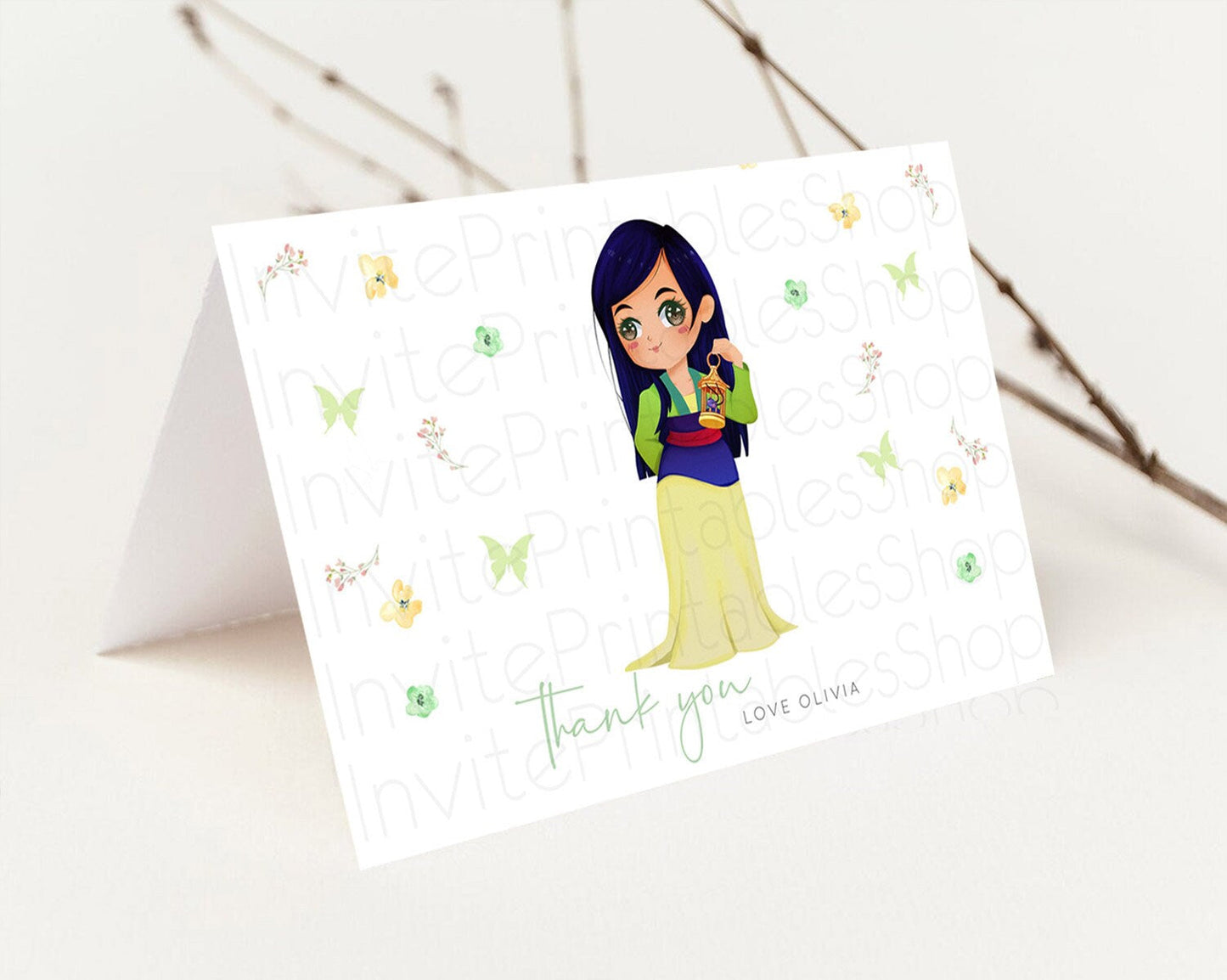 Princess Thank You Castle Thank You Card Secret Garden Birthday Thank You Card Enchanted Castle Pastel Floral Teacher Thank You Card D10350
