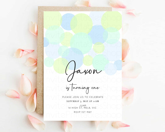 Editable Bubbles Birthday Invitation Rainbow Confetti Invite Pastel Sprinkle