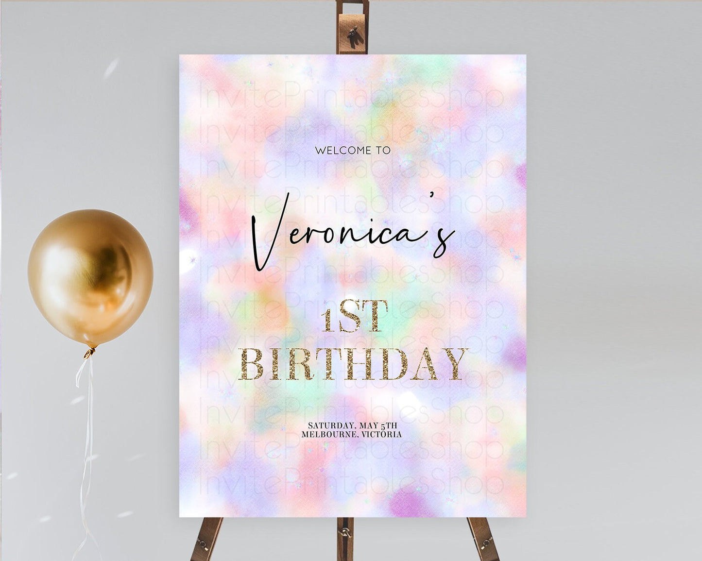 Pastel Welcome Sign Pastel Rainbow Welcome Sign Colorful Rainbow Confetti Watercolor Glitter Pastel First Birthday Welcome Sign D10697