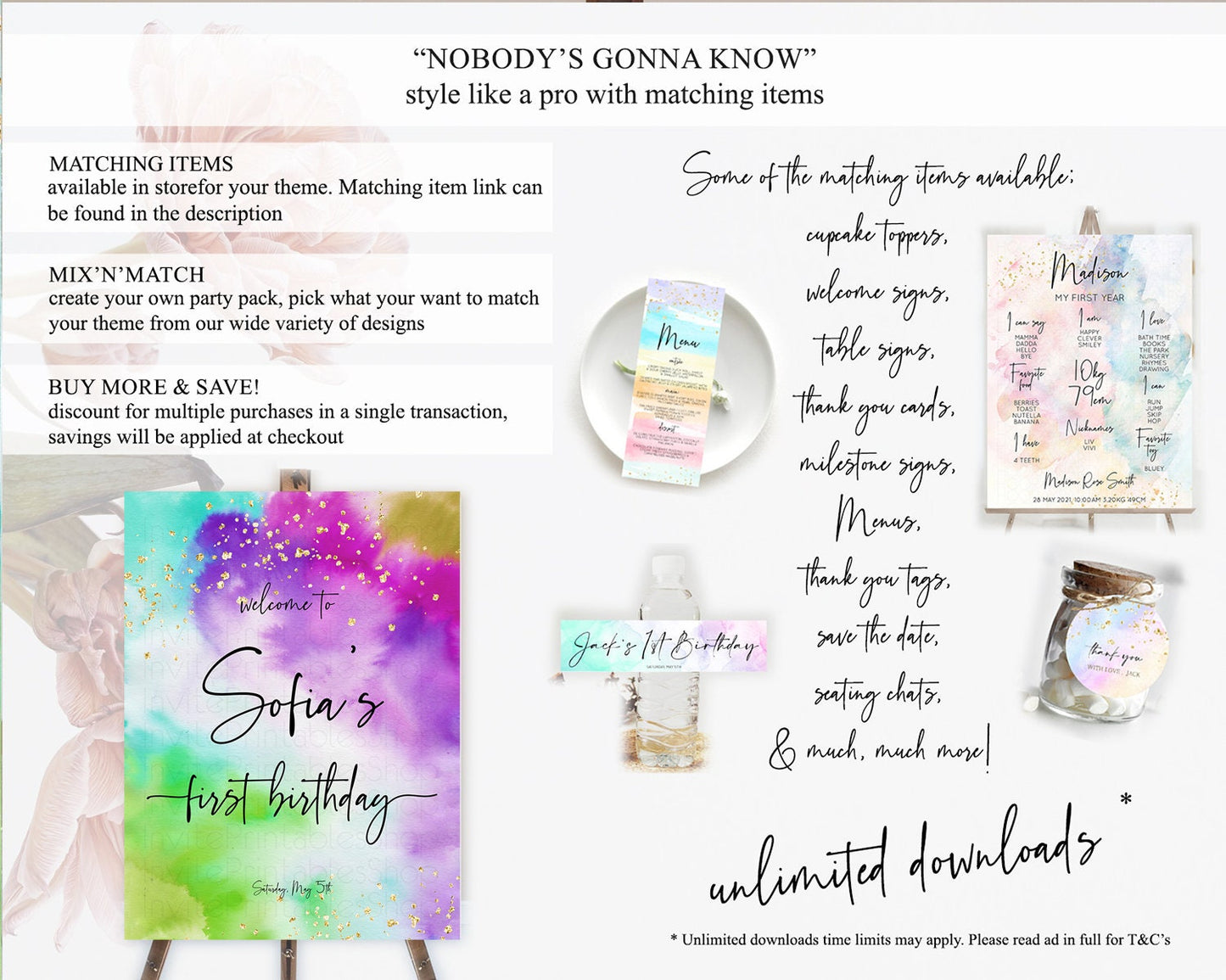 Tie Dye Welcome Board Rainbow Tie Dye Welcome Sign Pastel Welcome Poster Colorful Pastel Welcome Rainbow First Birthday Welcome Sign D10536