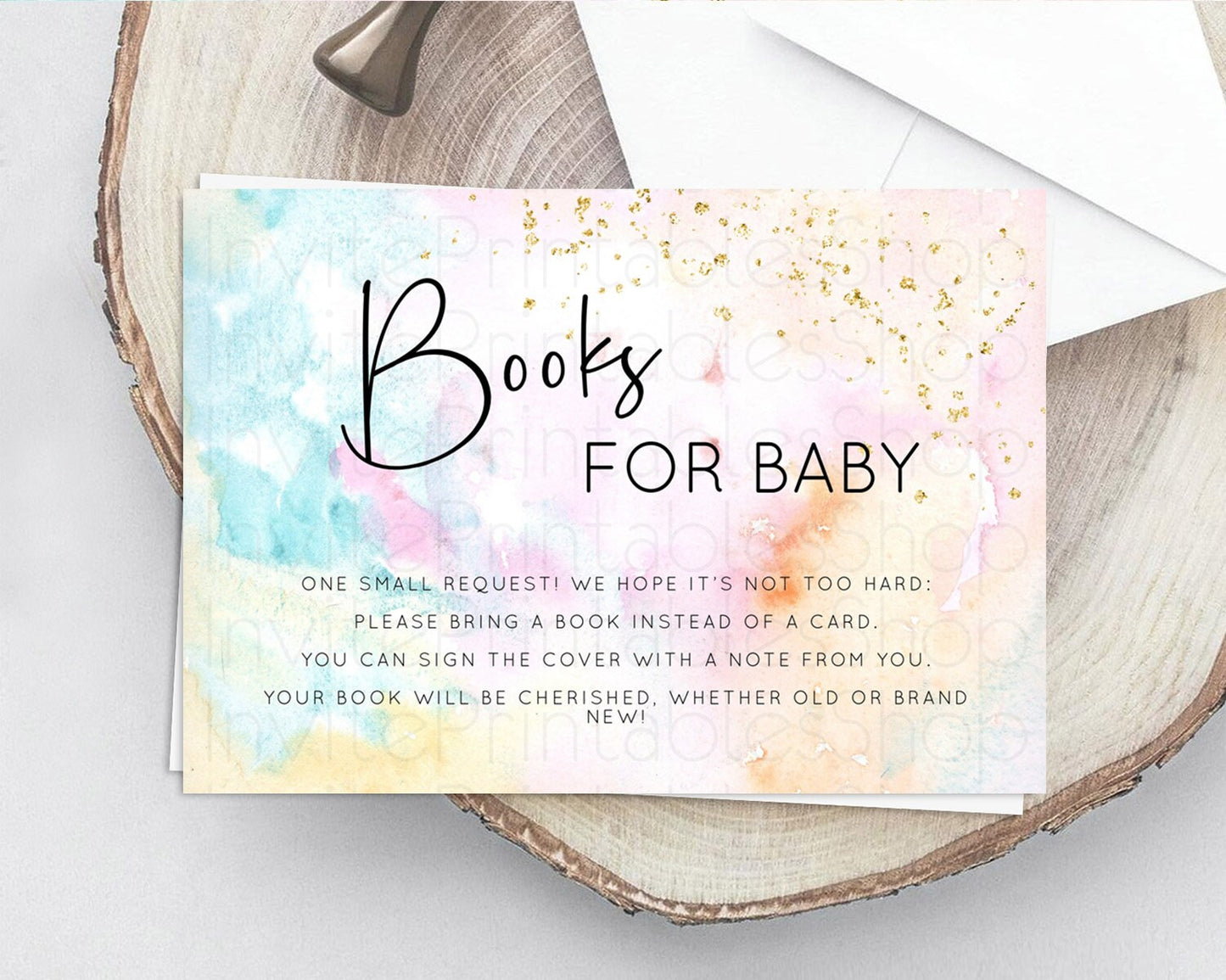 Pastel Books For Baby Card Pastel Rainbow Book Insert Colorful Ombre Watercolor Book Card Confetti Glitter Baby Book Poem Request D10548