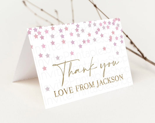 Star Thank You Card Pastel Stars Thank You Shooting Star Rainbow Colorful Confetti Twinkle Little Star Birthday Teacher Thank You D10344