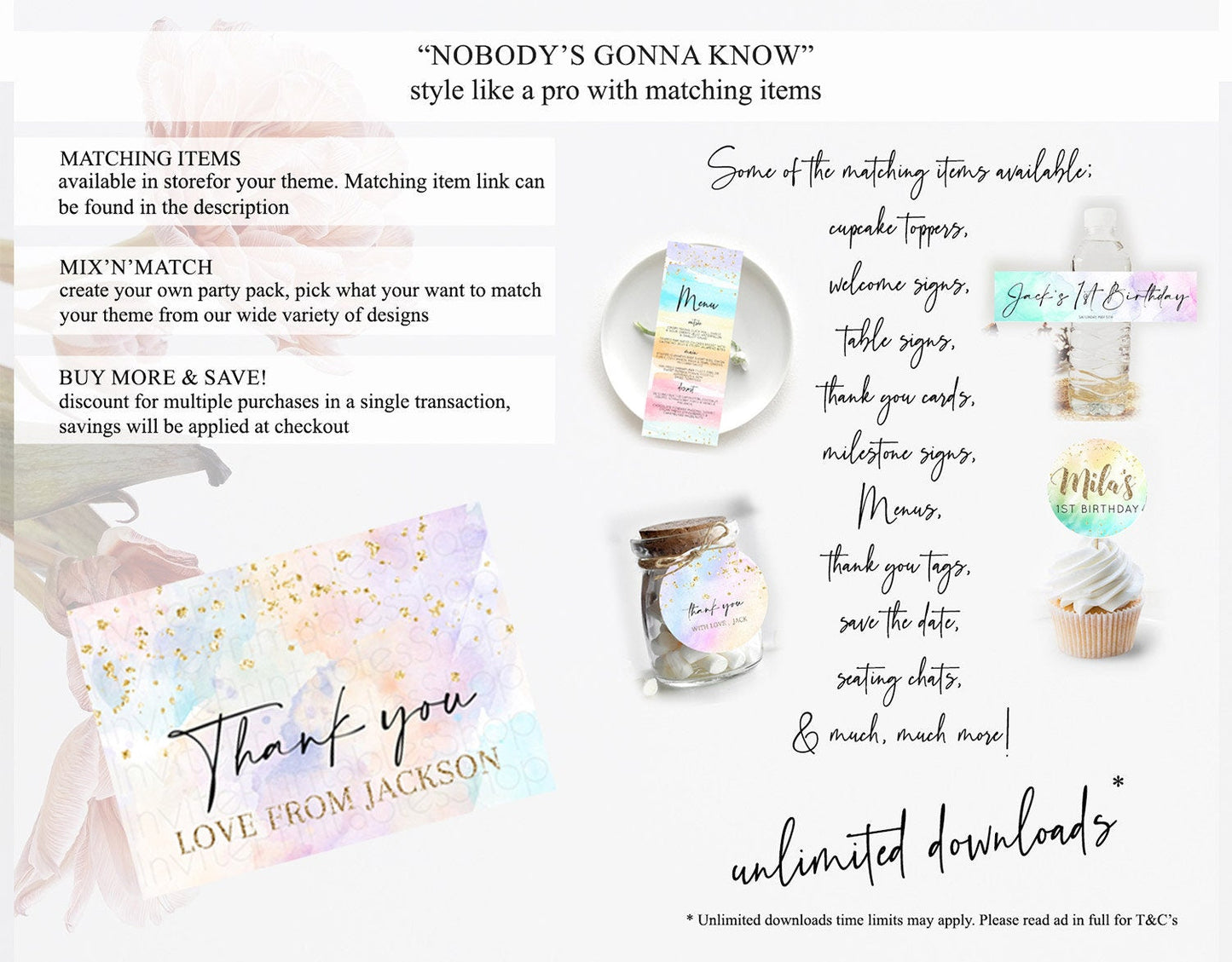 Pastel Thank You Rainbow Thank You Card Colorful Pastel Birthday Thank You Card Confetti Watercolor Pastel Teacher Thank You Cards D10605