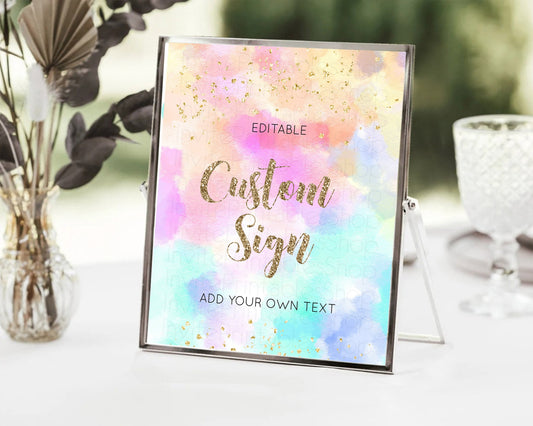 Editable Pastel Sign Ombre Table Sign Decor Pastel Ombre Rainbow Watercolor