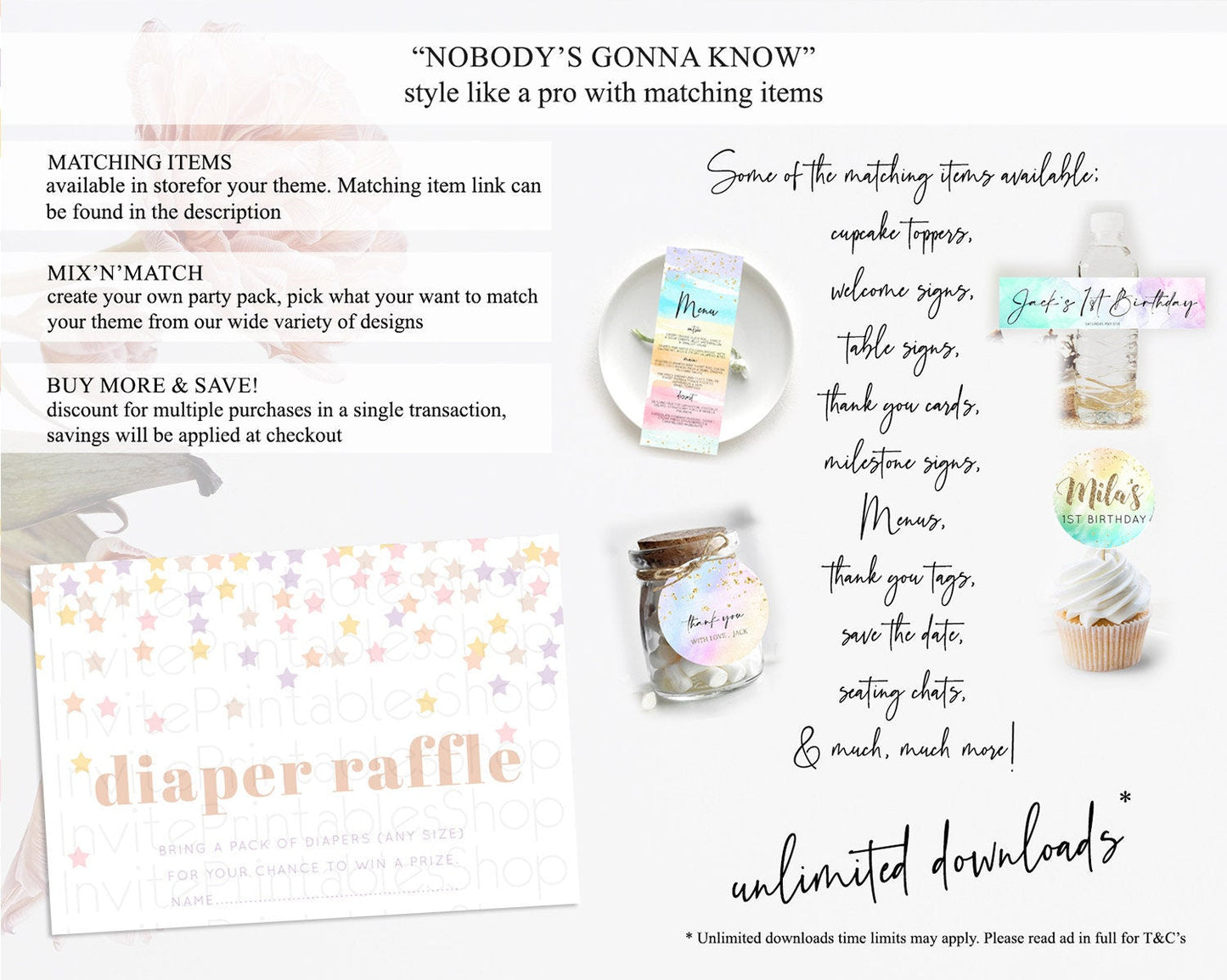 Pastel Star Diaper Raffle Card Shooting Star Diaper Raffle Insert Twinkle Little Star Diaper Ticket Rainbow Confetti Raffle Game D10810