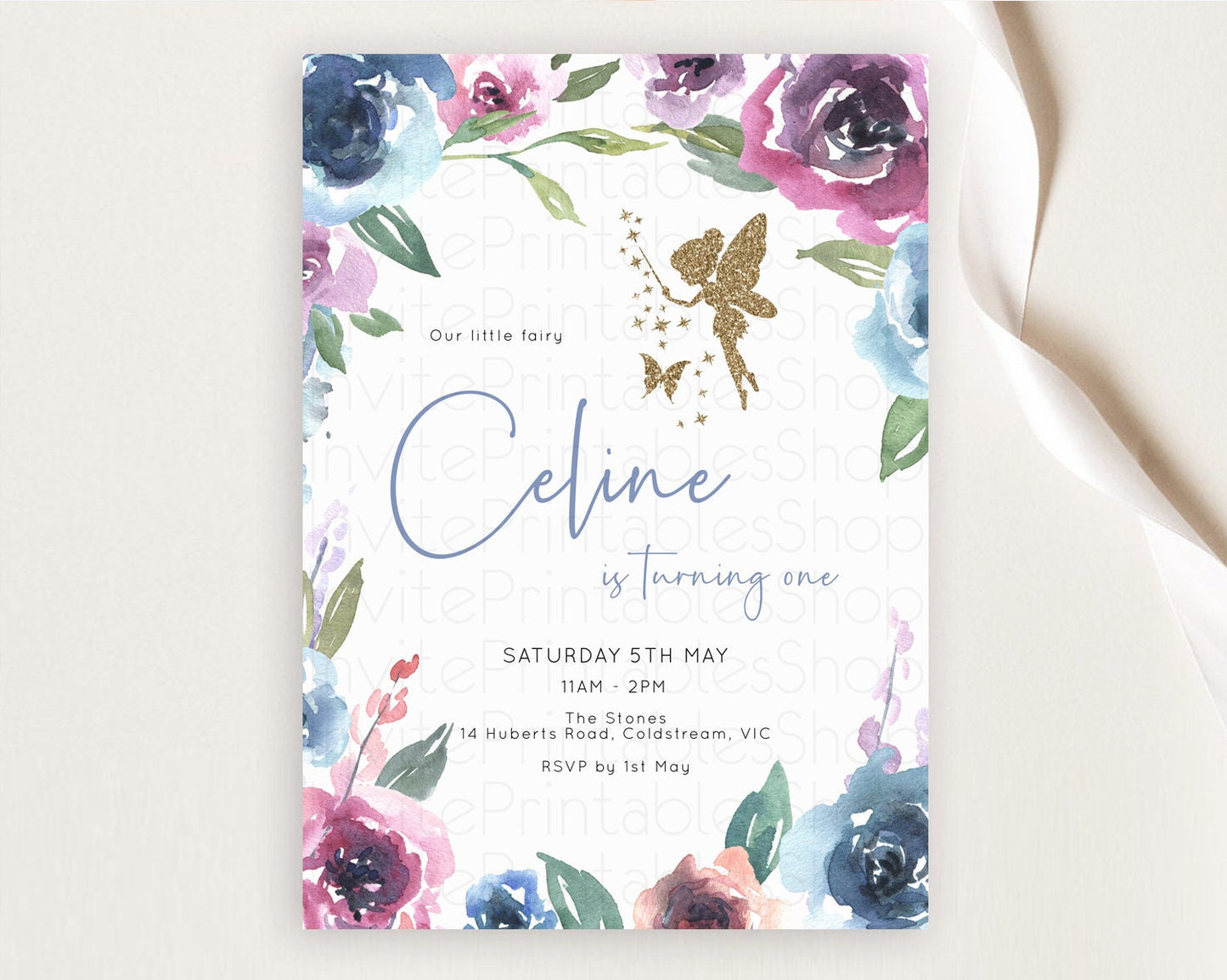 Fairy Birthday Invitation Fairy Invites Fairy Tea Party Fairy Garden Birthday Secret Garden Enchanted Garden Pastel Floral Butterfly D10188