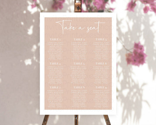 Editable Orange Seating Chart Plain Orange Seating Sign Minimalist Orange Si