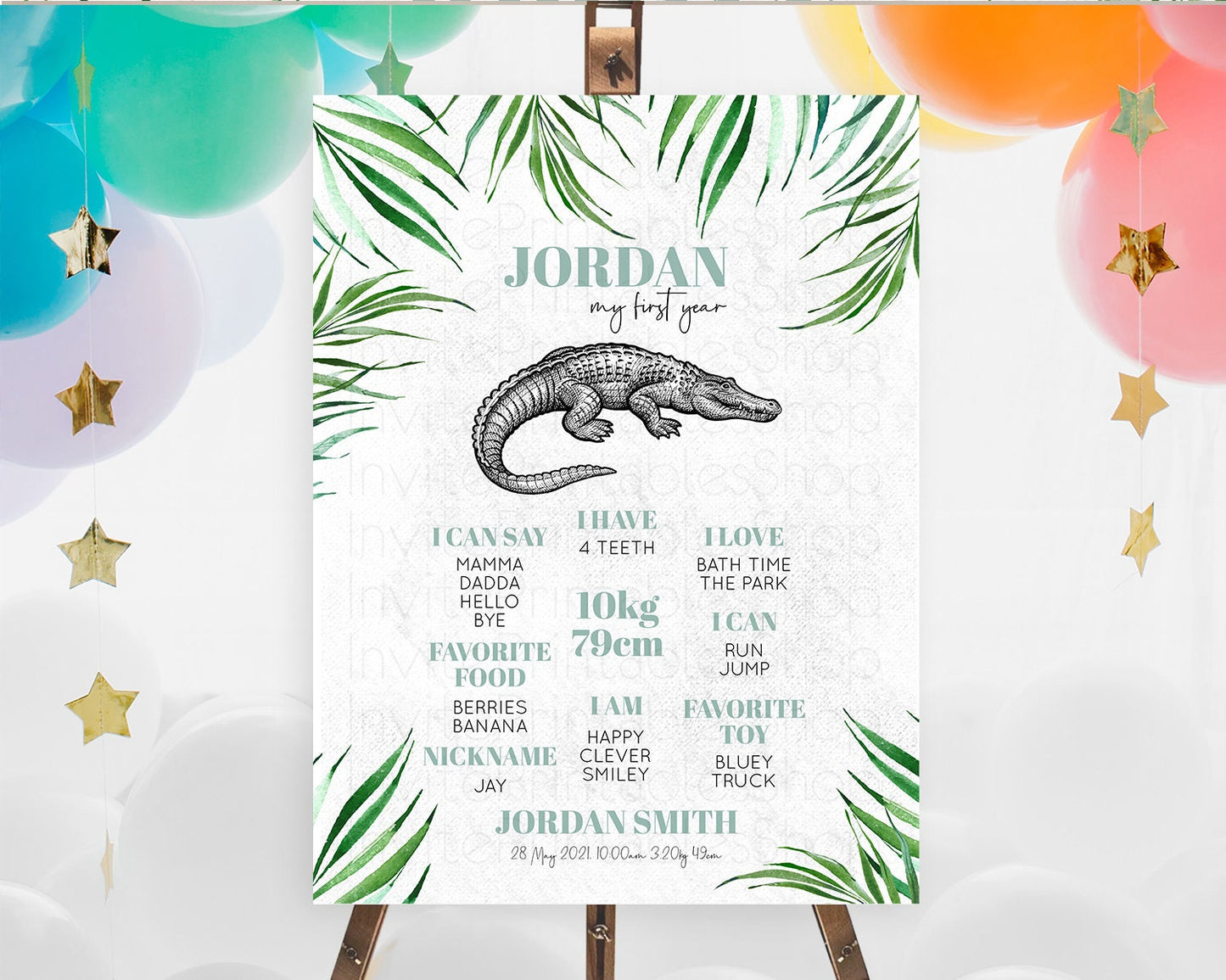 Crocodile First Birthday Milestone Board Alligator Milestone Poster Crocodile Alligator Decor Croc Gator First Birthday Welcome Sign D10847