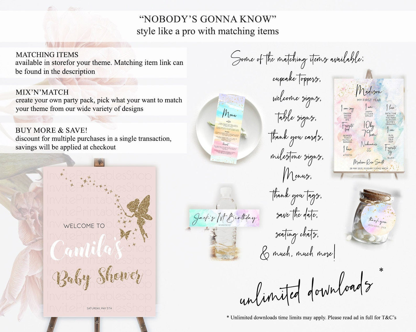 Fairy Baby Shower Welcome Sign Fairy Welcome Board Enchanted Garden Pastel Floral Butterfly Decor Secret Garden Fairy Welcome Sign D10899