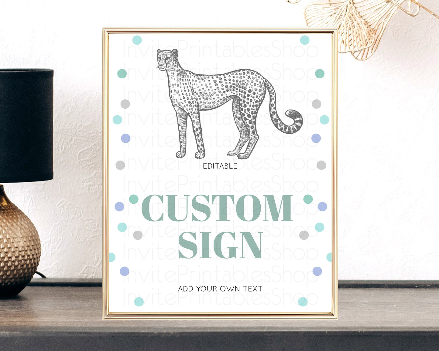 Cheetah Sign Cheetah Party Sign Template Safari Adventure Table Sign Decor Cheetah Minimal Theme 1st Birthday Baptism Baby Shower D10857