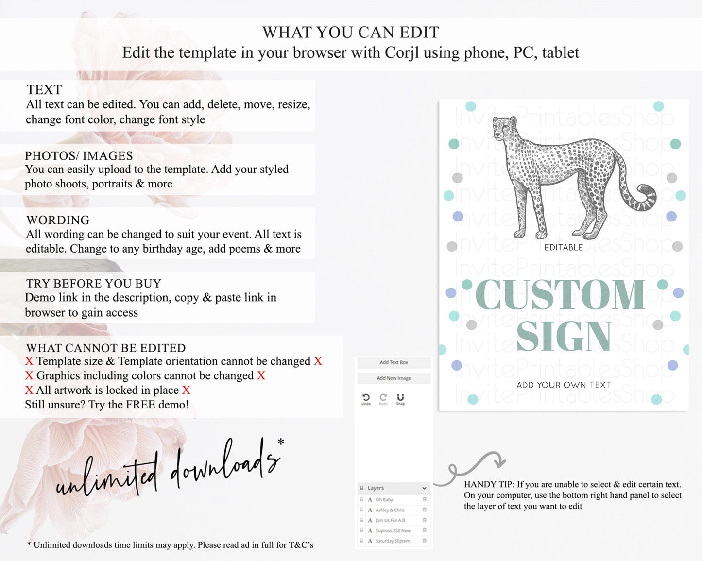 Cheetah Sign Cheetah Party Sign Template Safari Adventure Table Sign Decor Cheetah Minimal Theme 1st Birthday Baptism Baby Shower D10857