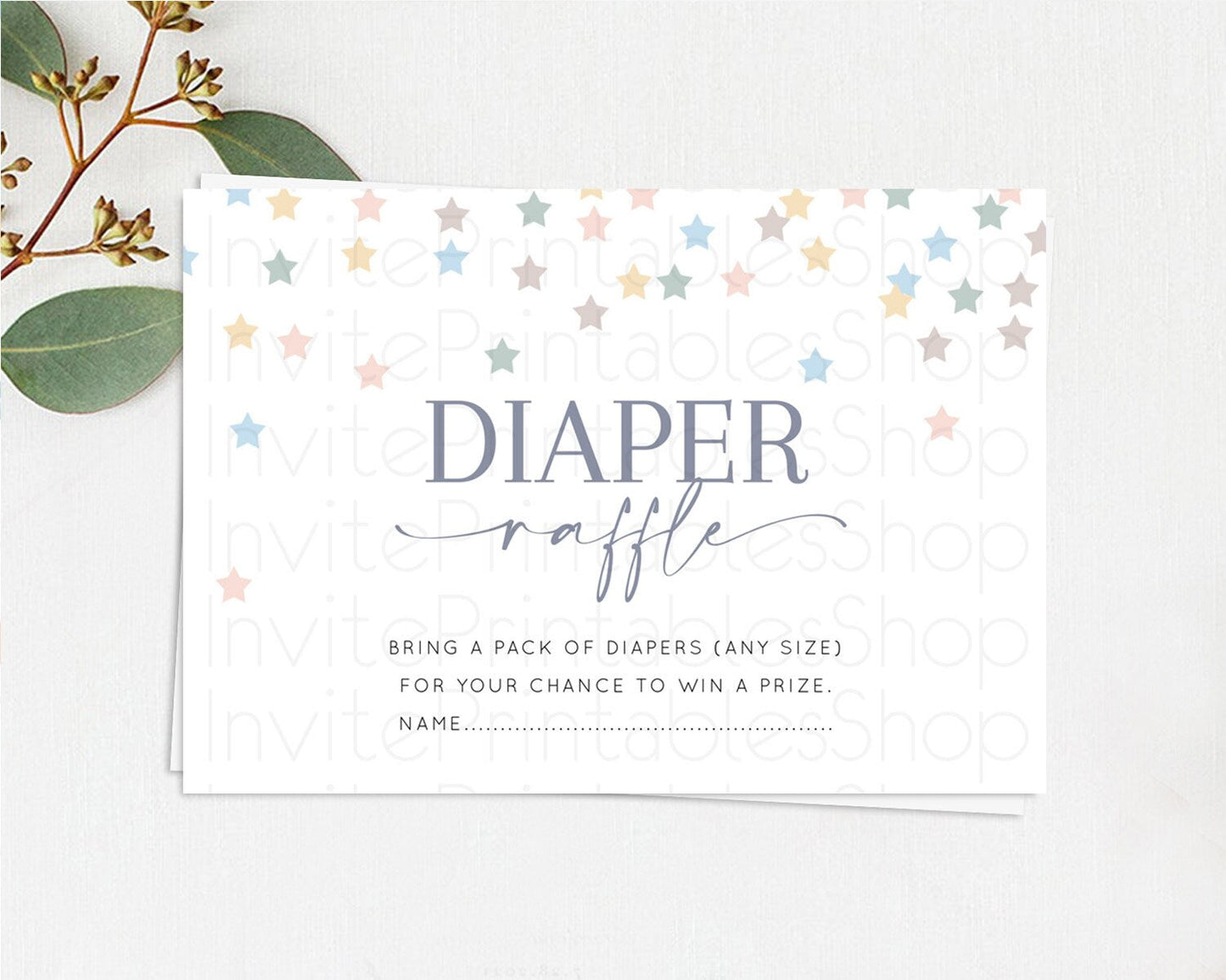 Pastel Star Diaper Raffle Card Shooting Star Diaper Raffle Insert Twinkle Little Star Diaper Ticket Rainbow Confetti Raffle Game D10795
