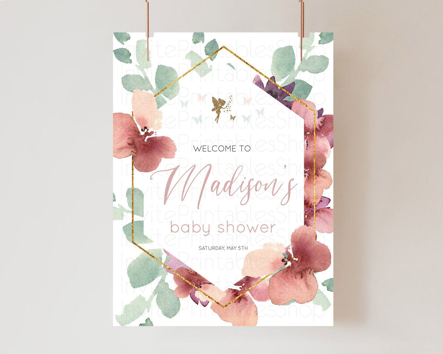 Fairy Baby Shower Welcome Sign Fairy Welcome Board Enchanted Garden Pastel Floral Butterfly Decor Secret Garden Fairy Welcome Sign D10460