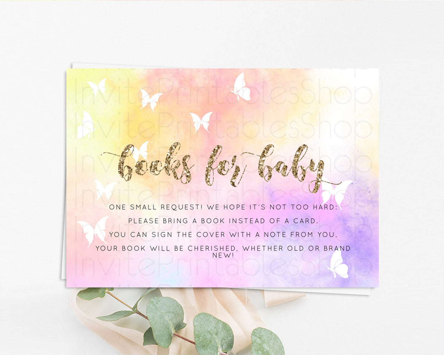 Pastel Books For Baby Card Pastel Rainbow Book Insert Colorful Ombre Watercolor Book Card Confetti Glitter Baby Book Poem Request D10435