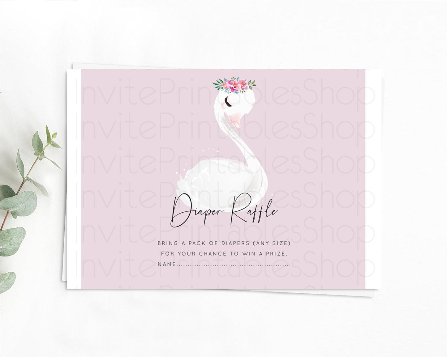 Swan Diaper Raffle Card Swan Princess Ballet Diaper Raffle Insert Enchanted Swan Lake Diaper Ticket Secret Garden Floral Raffle Game D10758