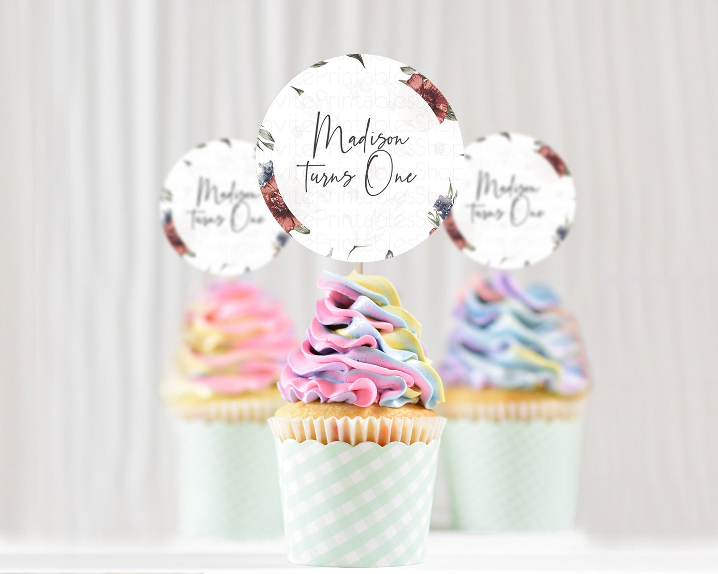 Secret Garden Cupcake Toppers Wildflower Cupcake Toppers Pastel Flowers Cupcake Toppers Enchanted Garden Boho Floral First Birthday D10503