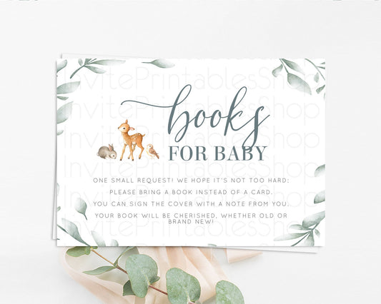 Fawn Books For Baby Card Deer Book Insert Floral Deer Book Card Enchanted Forest Butterfly Pastel Baby Shower Book Poem Request D10872