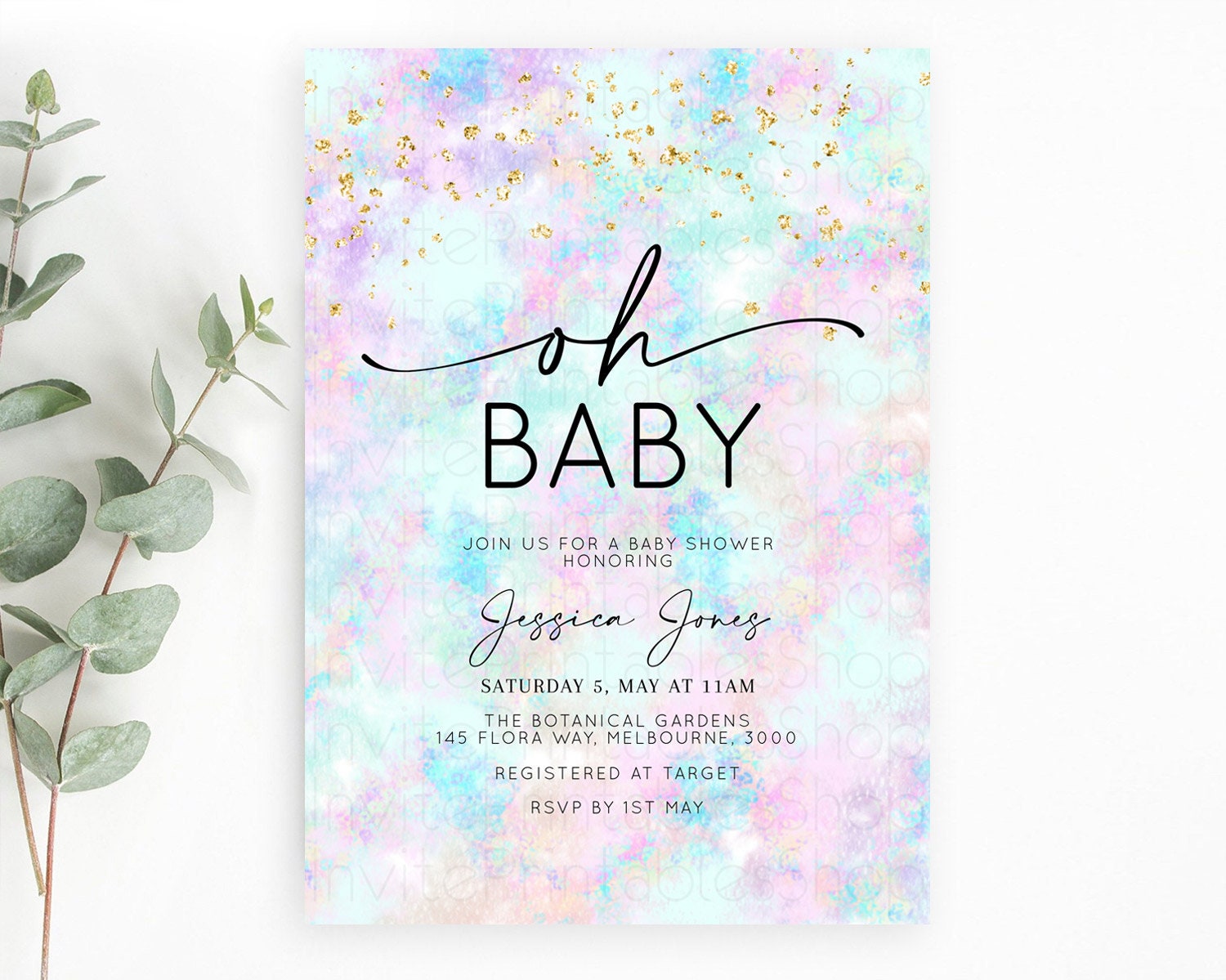 Editable Pastel Baby Shower Invitation Rainbow Baby Shower Invitation Colorf
