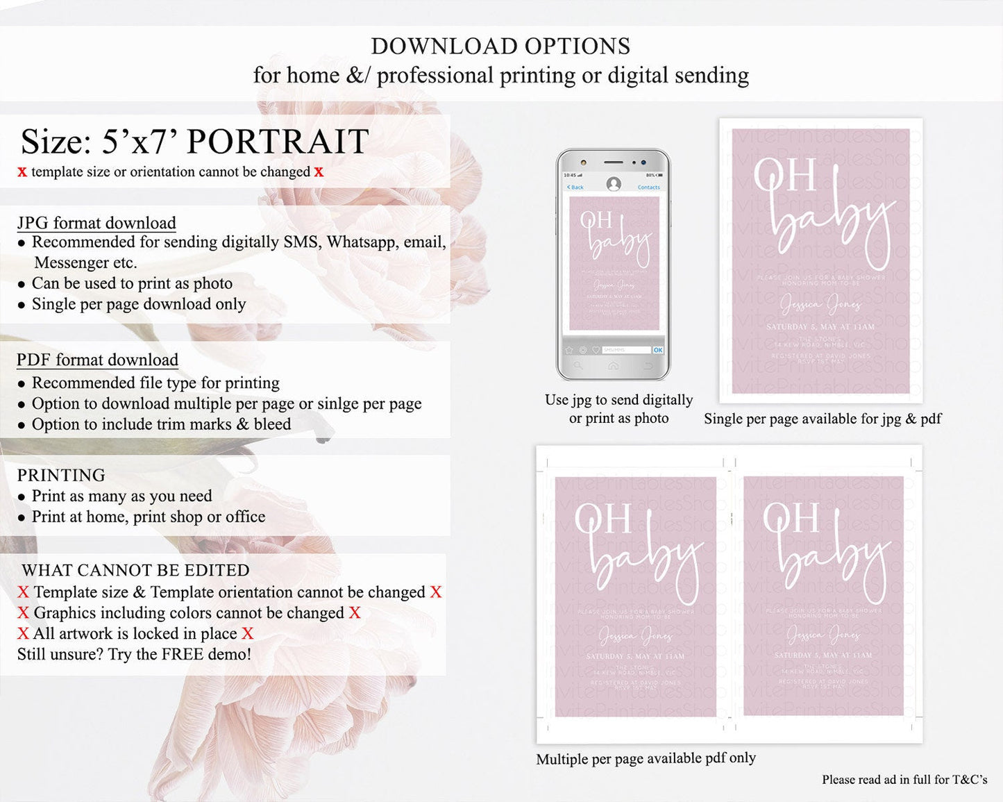 Minimalist Pink Baby Shower Invitation: Pink Invitation, It's a Girl, Modern and Simple Pastel Pink Invites for a Stylish Celebration D10940