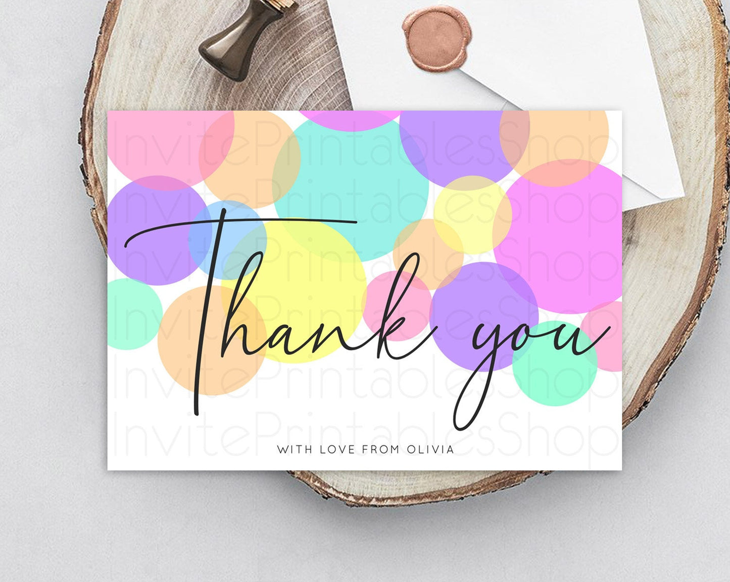 Rainbow Thank You Pastel Thank You Card Pastel Rainbow Birthday Thank You Confetti Colorful Pastel Cards Teacher Thank You Cards D10888