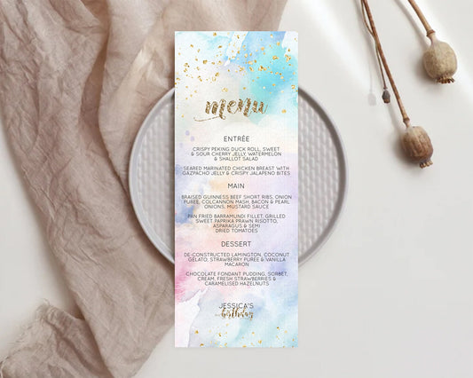 Editable Pastel Menu Pastel Rainbow Menu Template Colorful Pastel Table Deco