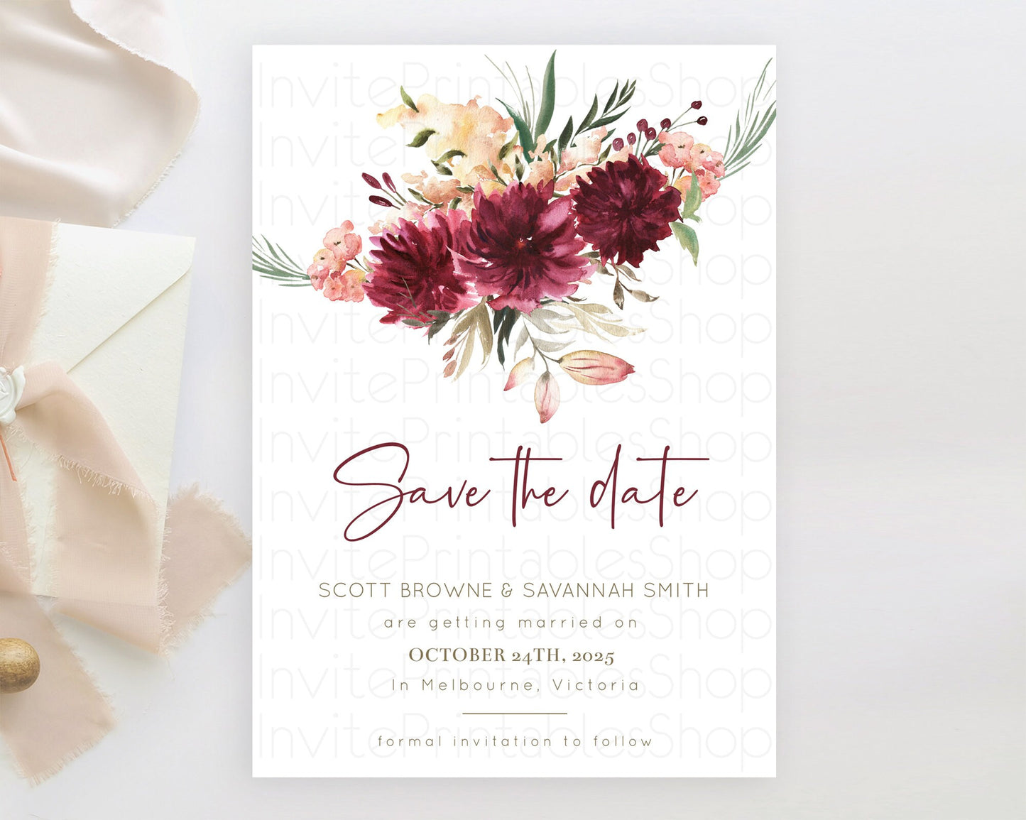 Wildflower Save The Date Template Secret Garden Save The Date Pastel Floral Garden Party Boho Flowers Birthday Baby Shower Wedding D10685